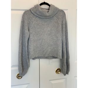 Grey Crop Turtleneck Sweater